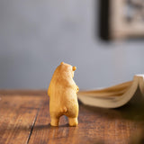 Hand-Carved Realistic Boxwood Bear Figurine