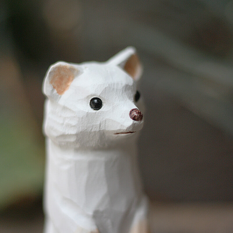Handmade Carved Ferrets Figurine
