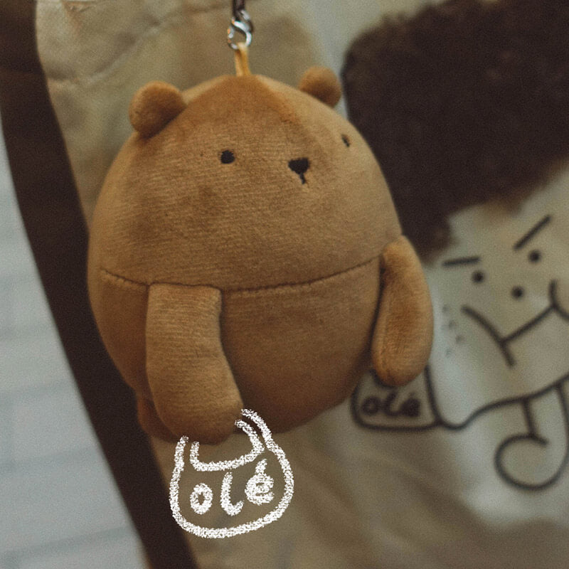 Chubby Bear Plush Bag Charm Stuffed Animal Keychain
