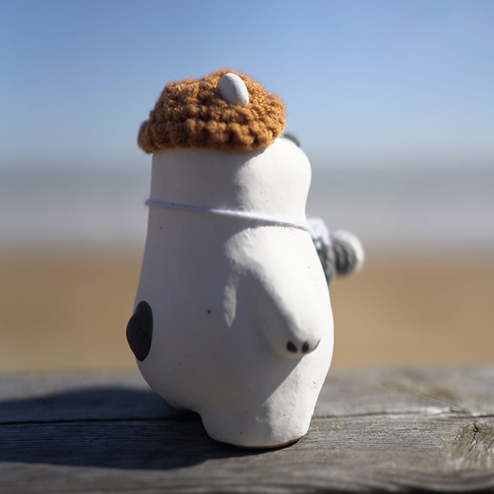 Handmade Polar Bear Ceramics Figure