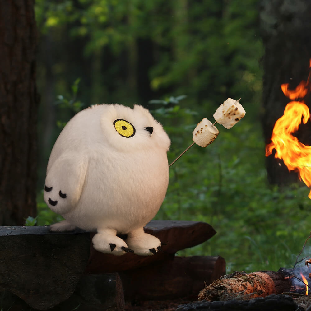 Round Snowy Owl Bag Charm