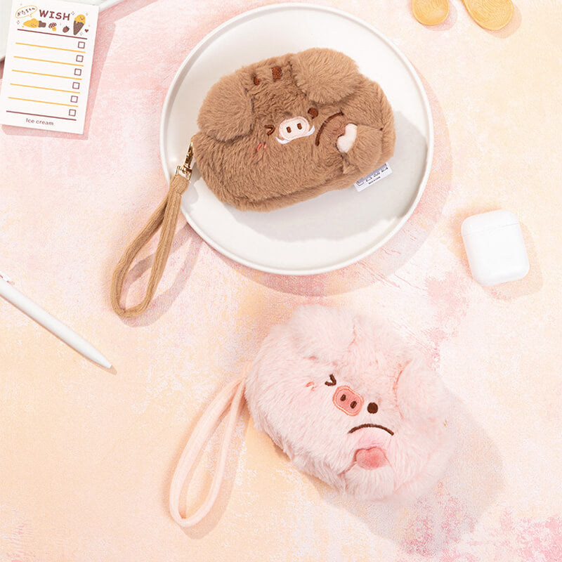 Cute Plush Zippered Pig Coin Purses