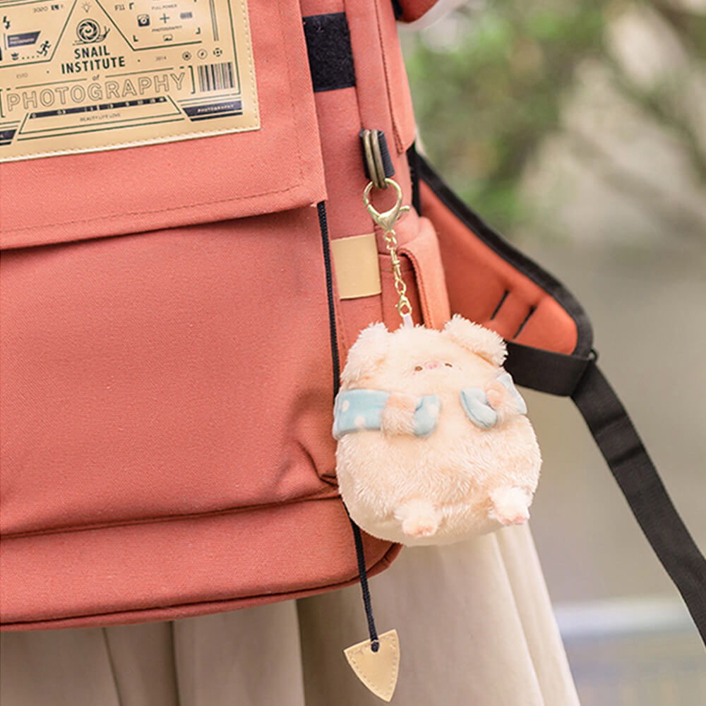Adorable Bath Piggy Plush Bag Charm, Stuffed Animal Keychain