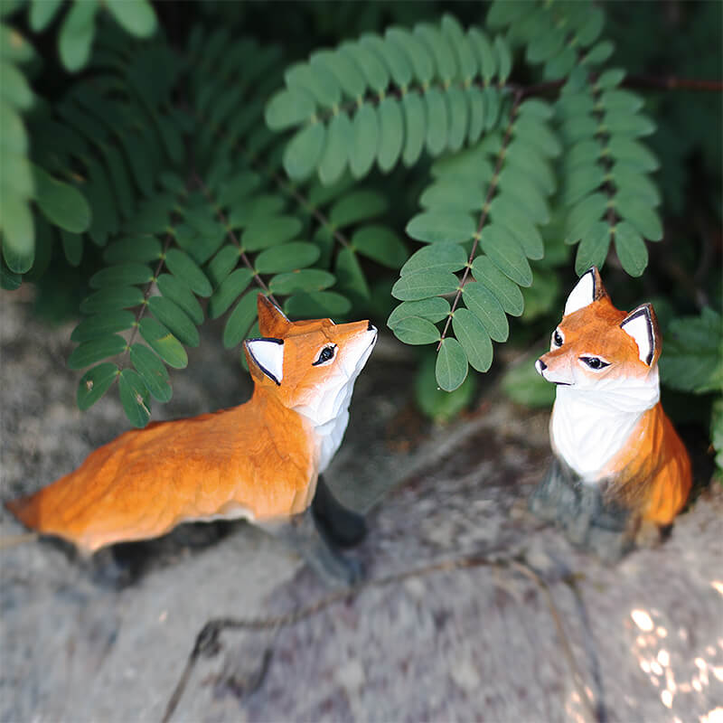 Handmade Carved Red Fox Figurine