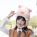 Winter Plush Stuffed Pig Hat, Scarf Cap