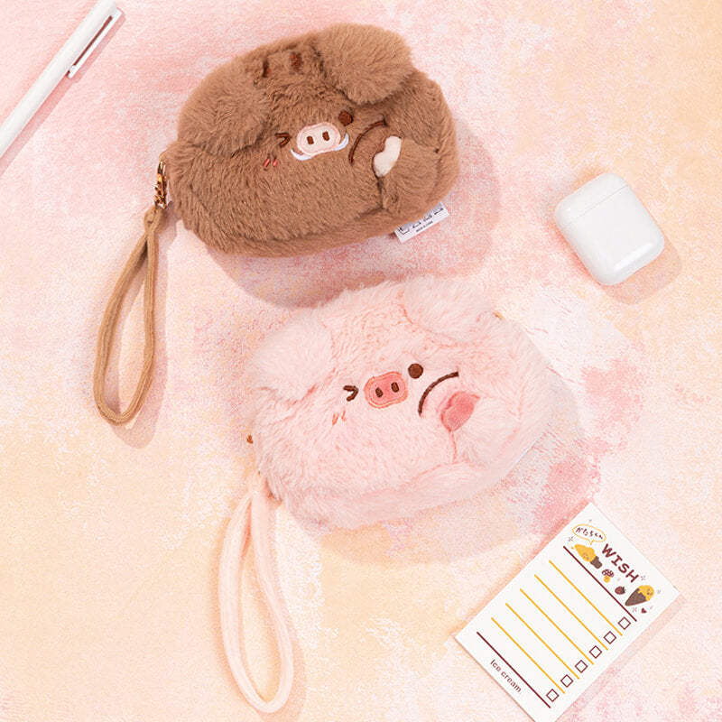 Cute Plush Zippered Pig Coin Purses