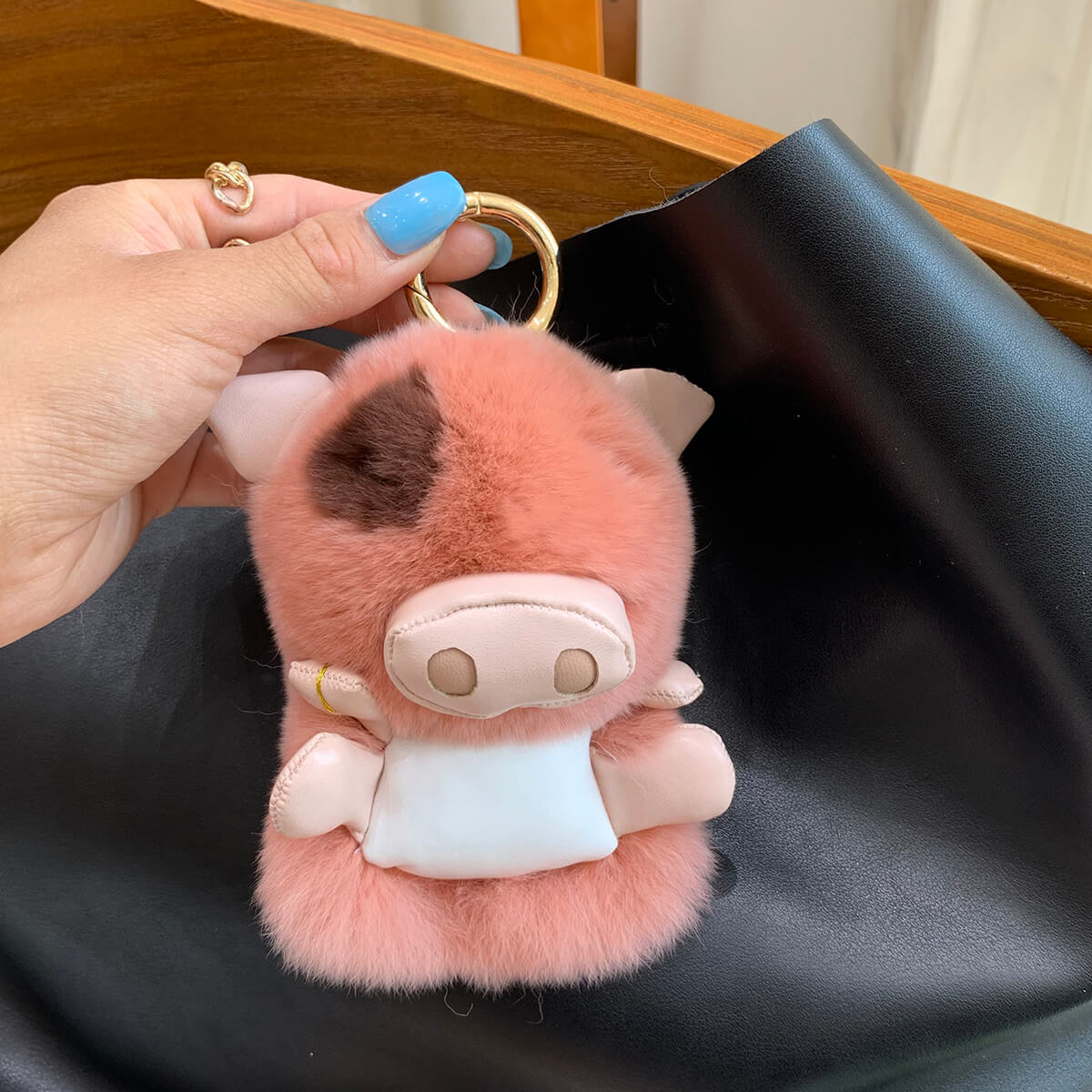 Fluffy Stuffed Pig Bag Charm