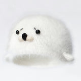 Hand-knitted Baby Seal Hat, Unisex Handmade Hat