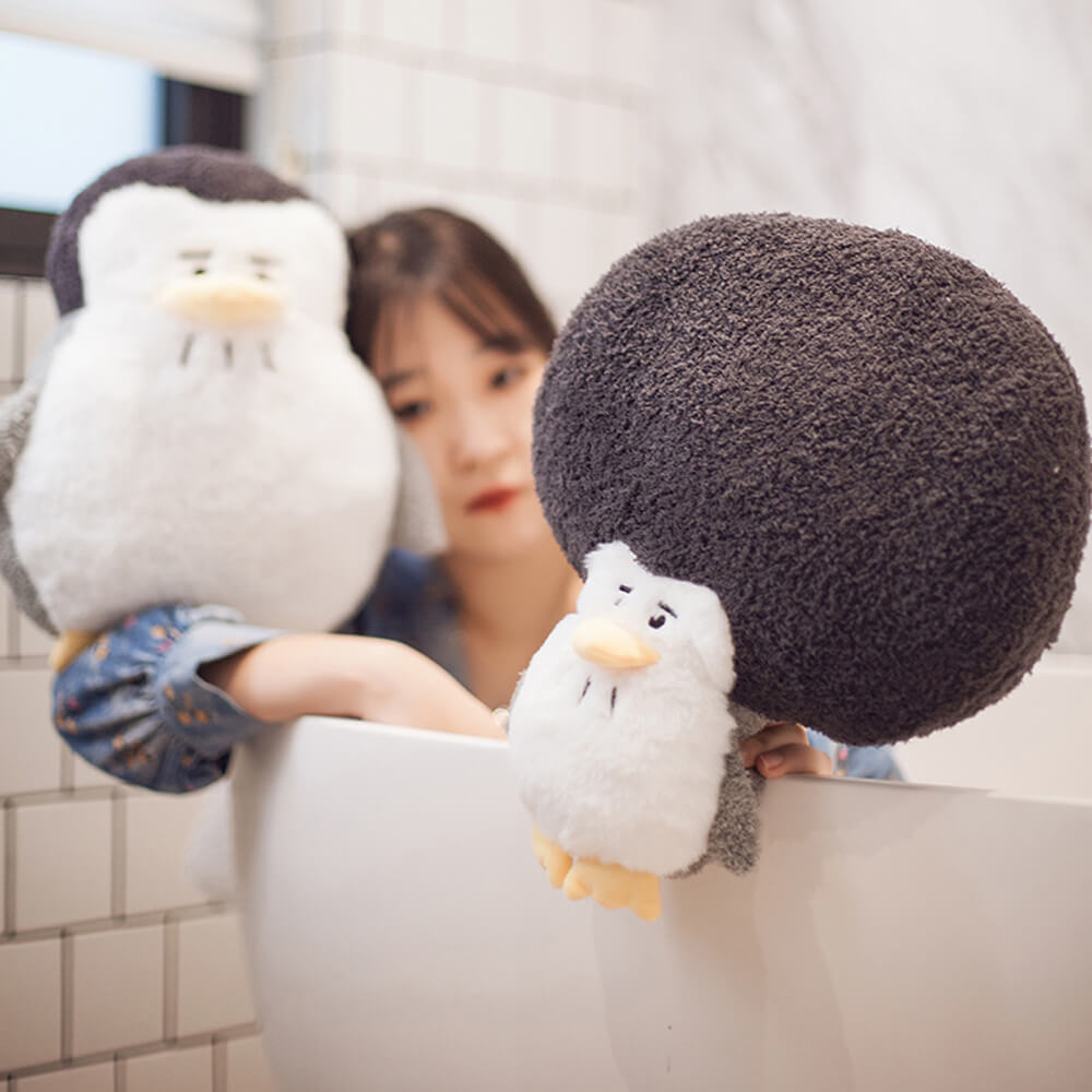 Afro-hair Penguin Stuffed Plush, Funny Animal Plush Toy
