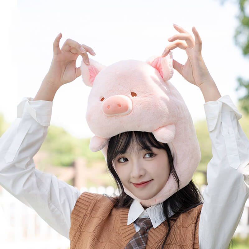 Winter Plush Stuffed Pig Hat, Scarf Cap