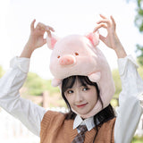 Winter Plush Stuffed Pig Hat, Scarf Cap
