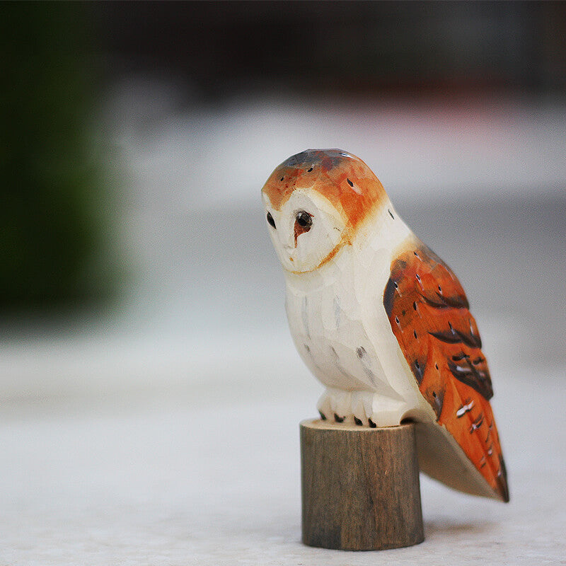 Handmade Carved Owl Figurine