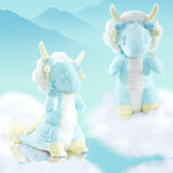 Sitting Chinese Blue Dragon Stuffed Animal Plush Toy