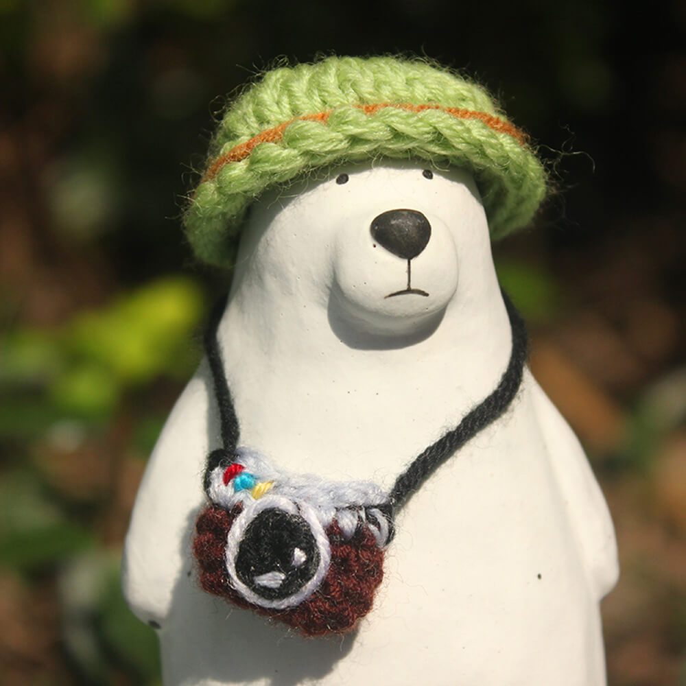 Handmade Polar Bear Ceramic Figurine, Home Ornaments