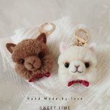 Handmade Wool Felt Alpaca Face Bag Charm, Keychain