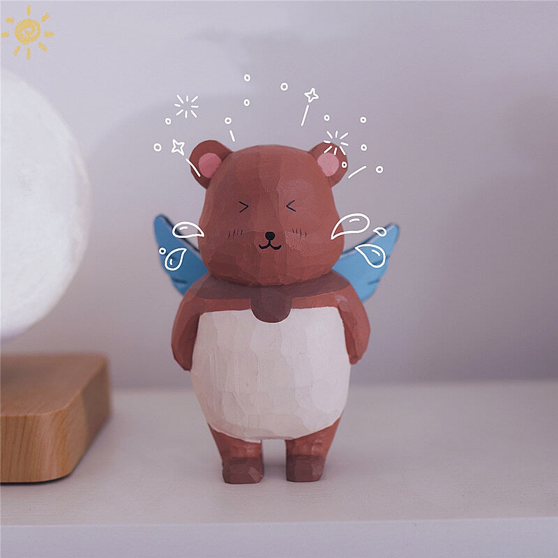Handmade Carved Cartoon Bear Figurine