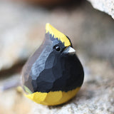 Handmade Carved Wooden Sultan Tit Bird Figurine