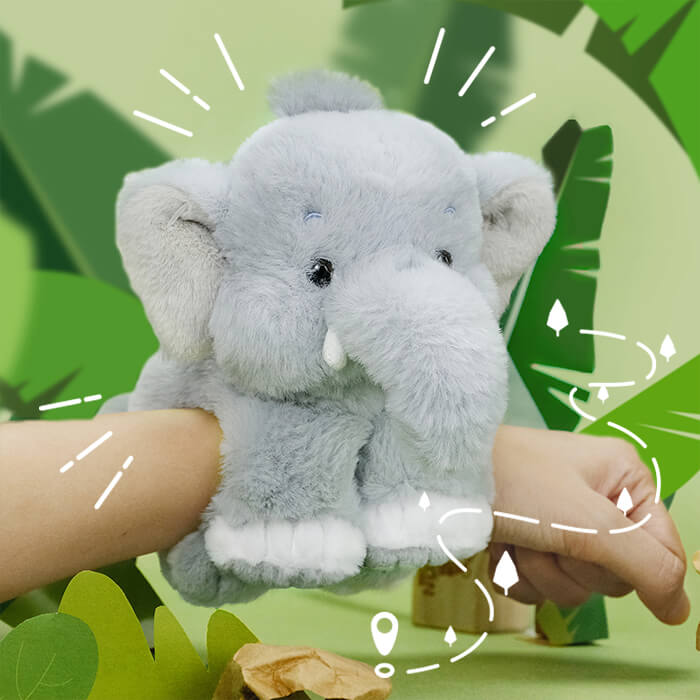 Asian Elephant Stuffed Plush Slap Bracelet