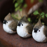 Handmade Carved Wooden Tufted Titmouse Bird Figurine