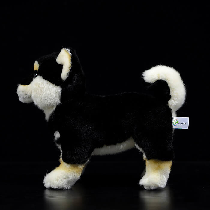 Realistic Black Husky Dog Stuffed Animal Plush Toy