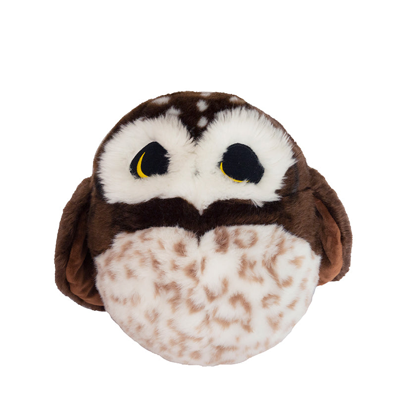 Chubby Northern Saw-Whet Owl Plush Stuffed Animal Round Pillow