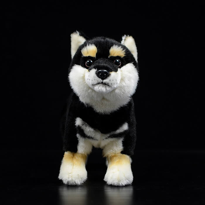 Realistic Black Husky Dog Stuffed Animal Plush Toy