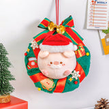 Christmas Plush Pig Wreath, Holiday Home Decoration