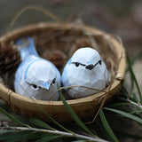 Handmade Carved Wooden Azure Tit Bird Figurine