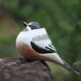 Handmade Carved Wooden Black-capped Chickadee Bird Figurine