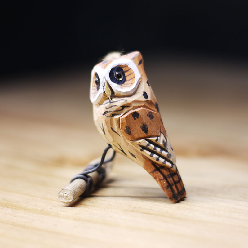 Handmade Carved Owls Figurine