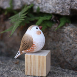 Handmade Carved Wooden Zebra Finch Bird Figurine