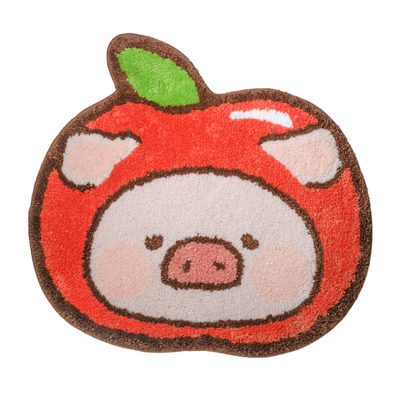 Cute Pig Shaped Area Rug, Apple Piggy Carpet