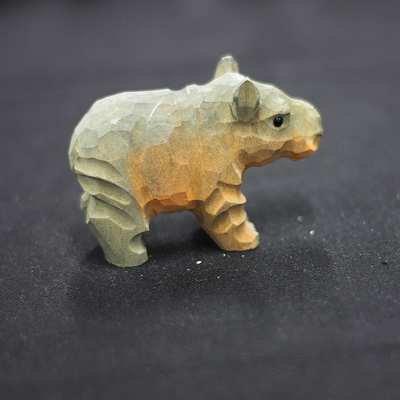 Handmade Carved Hippo Figurine