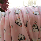 Soft Warm Penguin Print Bed Flannel Blanket For Nap