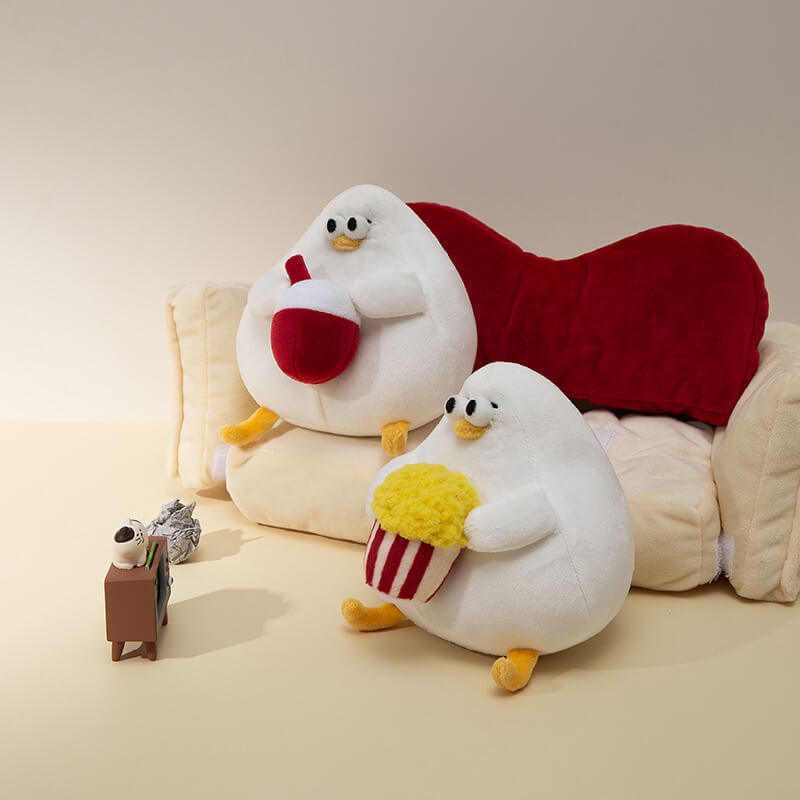 Chubby Couple Seagull Stuffed Animal Plush Toy with Plush Sofa