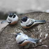 Handmade Carved Wooden Black-capped Chickadee Bird Figurine