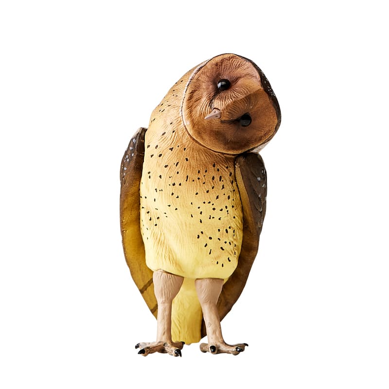 Crooked head Realistic Owl Figurine