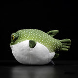 Realistic Green Spotted Puffer Fish Stuffed Animal Plush Toy