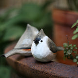 Handmade Carved Wooden Tufted Titmouse Bird Figurine