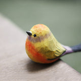 Handmade Carved Wooden Lophobasileus Bird Figurine