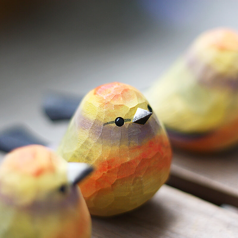 Handmade Carved Wooden Lophobasileus Bird Figurine