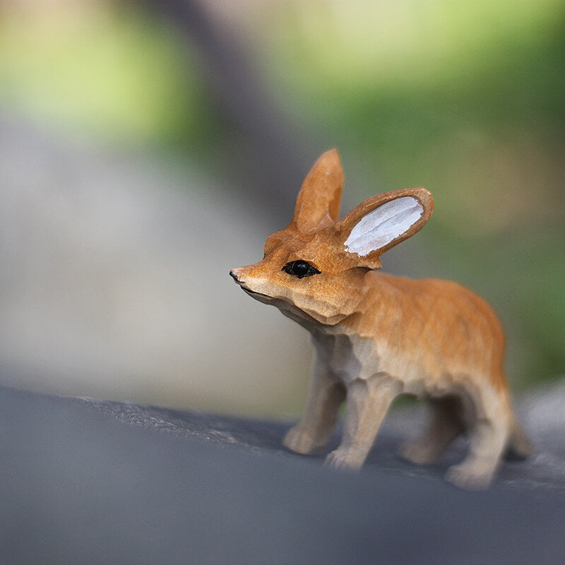 Handmade Carved Fennec Fox Figurine