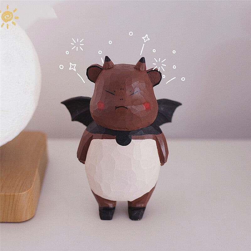 Handmade Carved Cartoon Bear Figurine