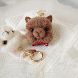 Handmade Wool Felt Alpaca Face Bag Charm, Keychain