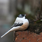 Handmade Carved Wooden Black-capped Chickadee Bird Figurine
