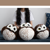 Chubby Northern Saw-Whet Owl Plush Stuffed Animal Round Pillow