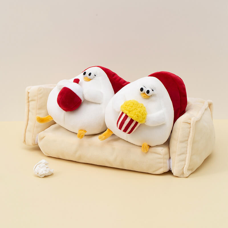 Chubby Couple Seagull Stuffed Animal Plush Toy with Plush Sofa