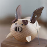Flying Pig Wooden Music Box