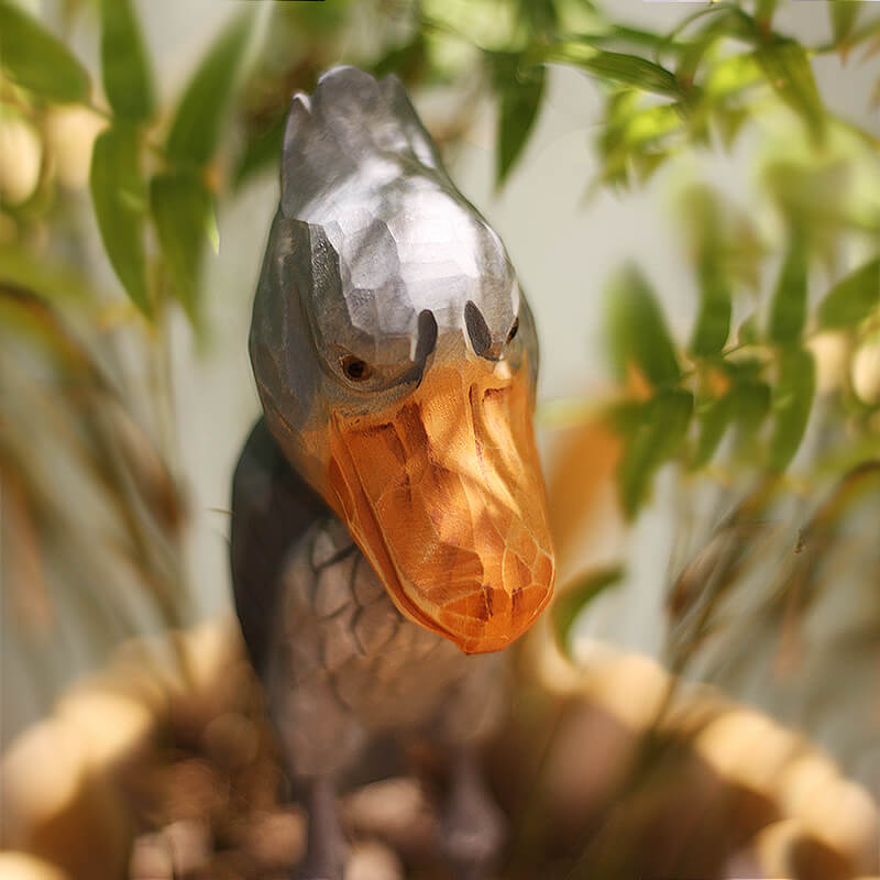 Handmade Carved Wooden Shoebill Figurine