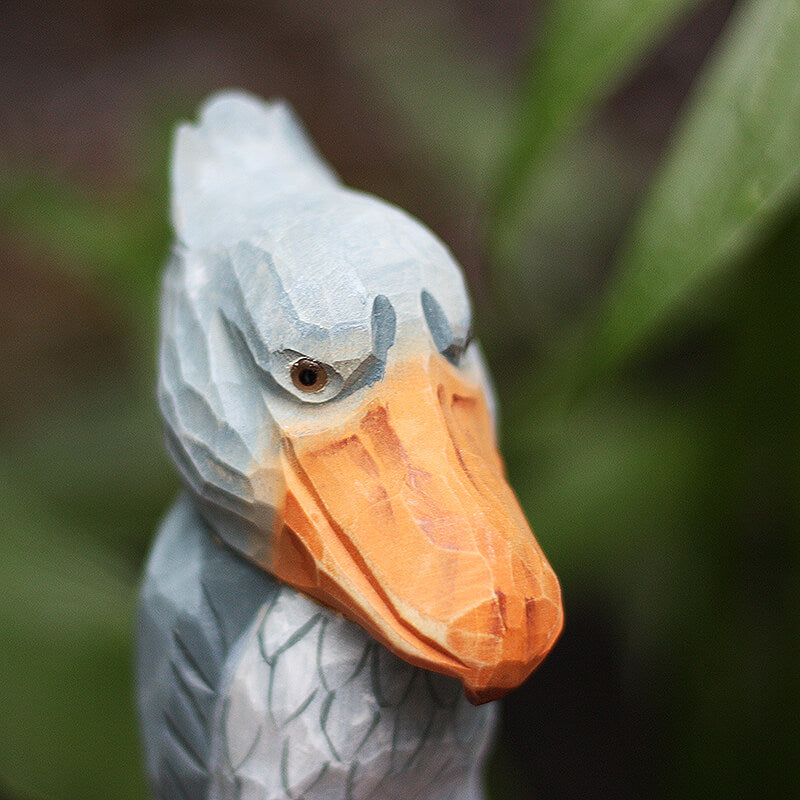 Handmade Carved Wooden Shoebill Figurine